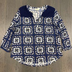 Anthropologie porridge Floral Print Henley Blouse